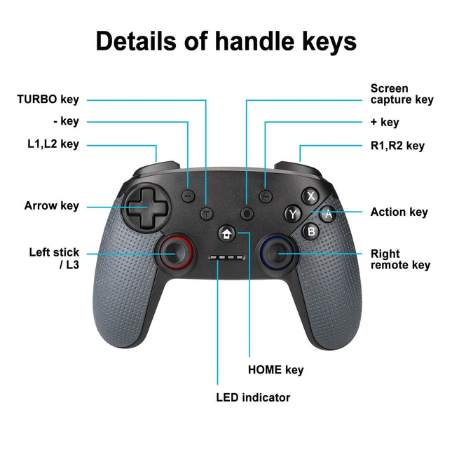 Switch Pro Wireless Gamepad With Dual Motors And Turbo-1915196896759123973