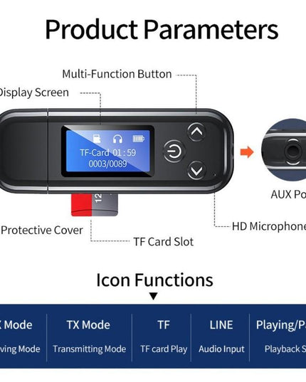 Lcd Bluetooth Audio Transmitter Receiver For Car Hands-Free-1915197516970856450
