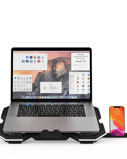 Usb Fan Stand With Phone Holder And Blue Light - 6 Fans-1915198337087311873