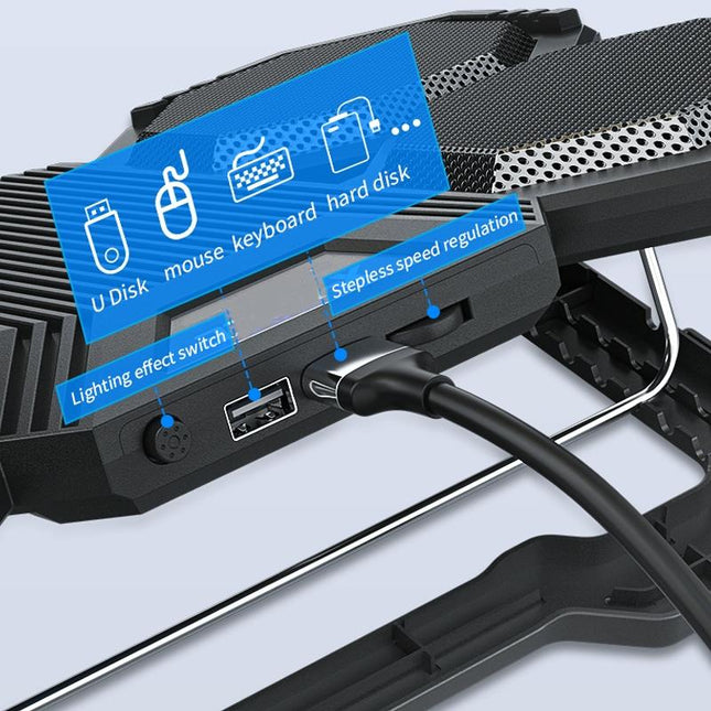 Usb Fan Stand With Phone Holder And Rgb Blue-1915198146816905222