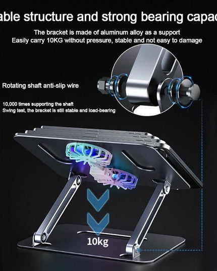 Portable Aluminum Laptop Stand With Cooling And Type C Cable - Gray-1915197790405922821