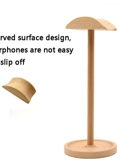 Solid Wood Desktop Headset Display Stand - Elegant Design-1915197796844179459