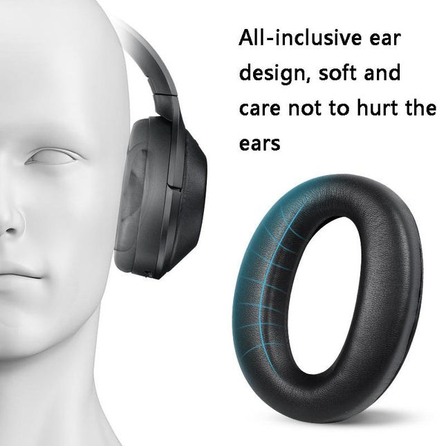 2 Leather Headset Earmuffs For Sony 1000Xm4 With Snap - Black-1922443459873083394
