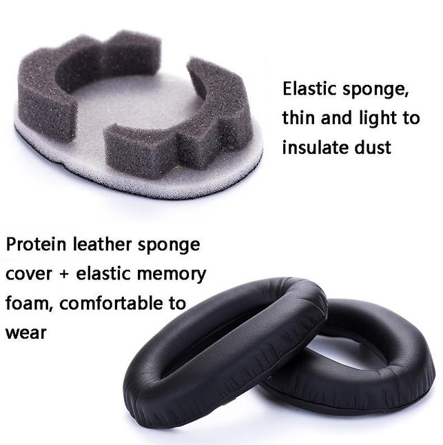 2 Leather Headset Earmuffs For Sony 1000Xm4 - Black Protein Skin No Snap-1915197992323911684