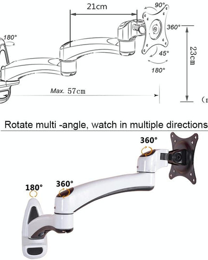 White Dual-Section Telescopic Monitor Stand - Wall-Mounted-1915196926589014018