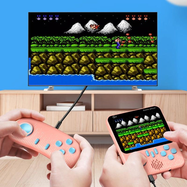 Ultra-Thin Handheld Game Console With 666 Built-In Games - Double Blue 3.5 Inch-1915197952100536326
