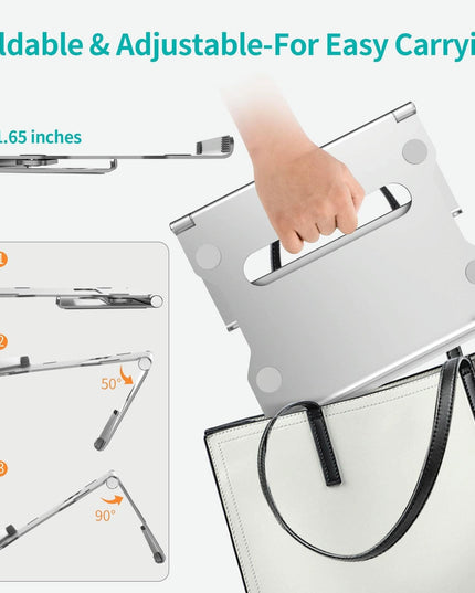 Foldable Laptop Stand - Aluminum Alloy Silver-1915196927427874820