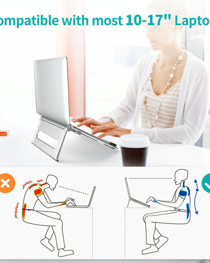 Foldable Laptop Stand - Aluminum Alloy Silver-1915196927427874821