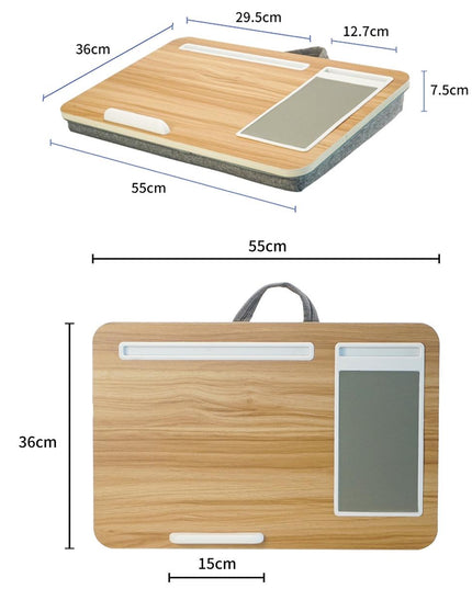 Black Wood Multifunctional Lazy Desk - Compact Design-1915196693373128706