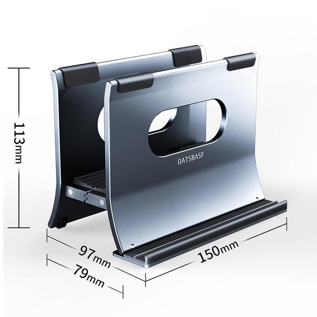 Grey H-Type Alloy Laptop Storage Rack - Automatic Gravity-1915196886558576642