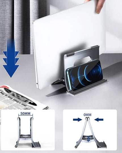 Grey H-Type Alloy Laptop Storage Rack - Automatic Gravity-1915196886558576644