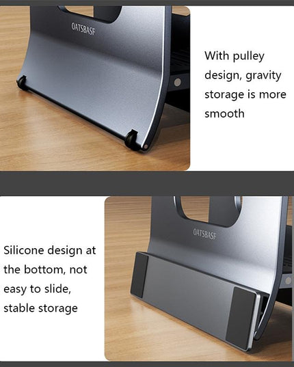 Grey H-Type Alloy Laptop Storage Rack - Automatic Gravity-1915196886558576646