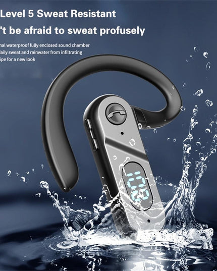V28 Bluetooth Voice Control Earphone - Black Digital Display Single Ear-1915196931546681349