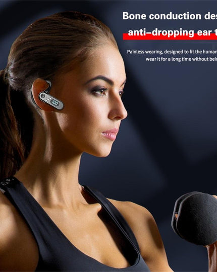 V28 Bluetooth Voice Control Earphone - Black Digital Display Single Ear-1915196931546681350