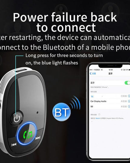 Wireless Car Bluetooth Music Receiver - Black-1915196889184210949