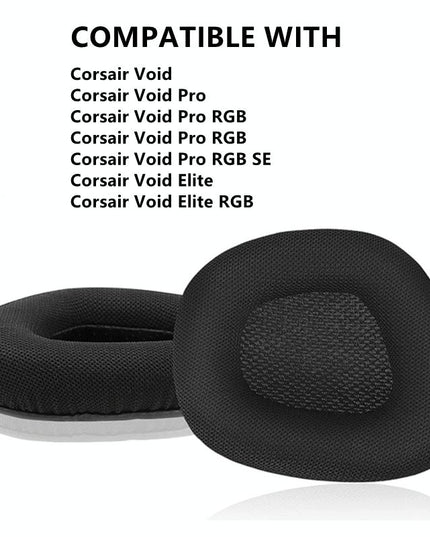 Black Protein Leather Earpads For Corsair Void Pro Elite - Set Of 2-1915198114625622018