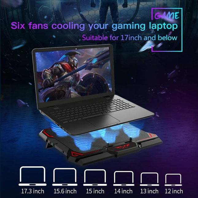 6-Fan Usb Gaming Laptop Cooler With Ports-1915196969899397125