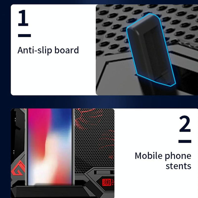 6-Fan Usb Gaming Laptop Cooler With Ports-1915196969899397126