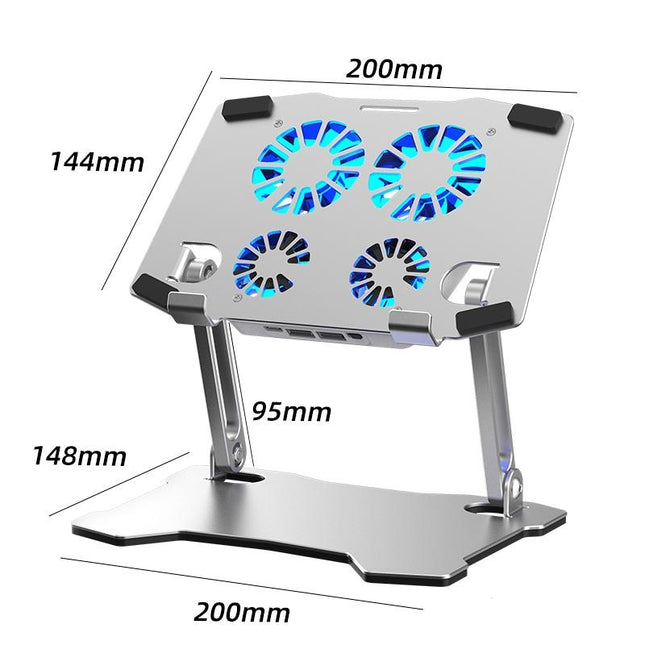 Aluminum Laptop Cooling Stand With 4 Fans-1915198421363462150