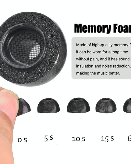 2-Pack Memory Foam Ear Tips For Tws Airpods Pro - Black Large-1915198291813994499
