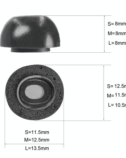 2-Pack Memory Foam Ear Caps For Tws Airpods Pro - Black Medium-1915198114483015682