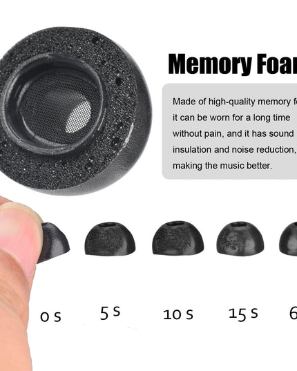 2-Pack Memory Foam Ear Tips For Tws Airpods Pro - Black Small-1915197969896968195