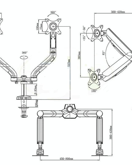 Double Screen Desktop Monitor Bracket - Air Pressure Lift-1915197296463712258