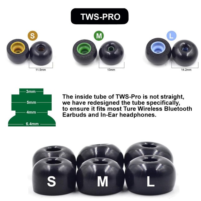 6-Pack Memory Foam Earplugs For Tws Headsets - Medium-1915198102734770180