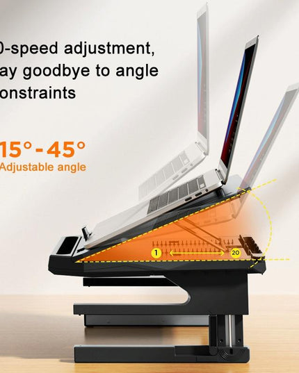 Foldable Aluminum Laptop Stand - Double Layer Heightening Bracket Black-1915196859920551939