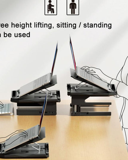 Foldable Aluminum Laptop Stand - Double Layer Heightening Bracket Black-1915196859920551940
