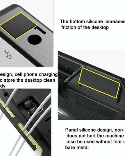 Foldable Aluminum Laptop Stand - Double Layer Heightening Bracket Black-1915196859920551941