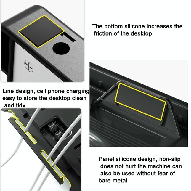 Foldable Aluminum Laptop Stand - Double Layer Heightening Bracket Black-1915196859920551941