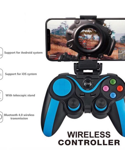 Wireless Bluetooth Game Handle For Android / Ios Phones With Holder - Blue / Black-1915196892803895298