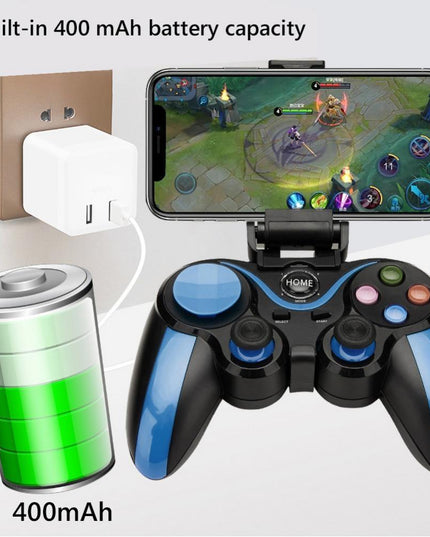 Wireless Bluetooth Game Handle For Android / Ios Phones With Holder - Blue / Black-1915196892803895302