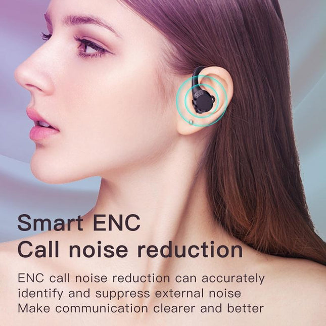 Digital Display Bluetooth Headset With Noise Reduction And Charging Bin - Black-1915197125487104004