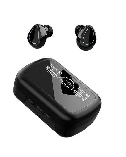Mini Bluetooth Headset With Charging Bin And Digital Display - Black-1915196876223811590
