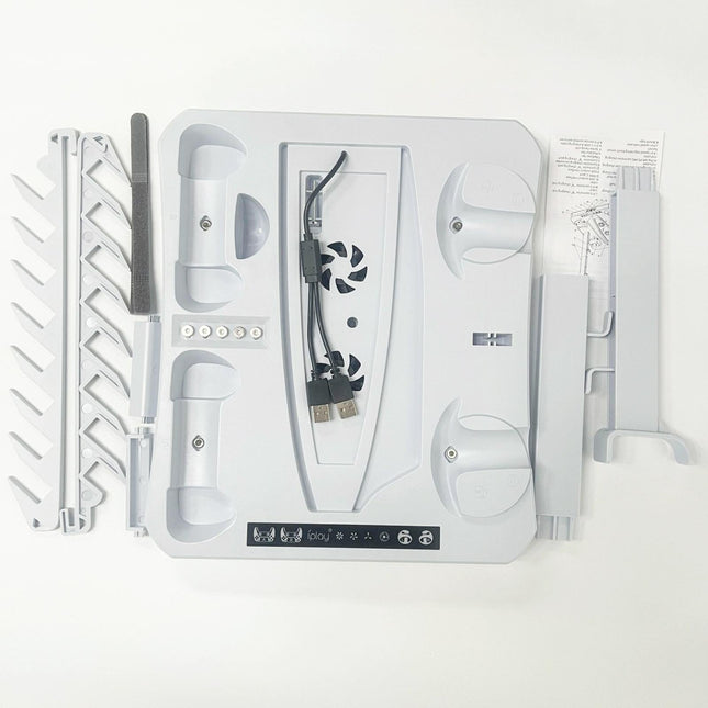 Multifunctional Cooling Base For Ps5 With Vr2 Handle Charging And Disc Storage Stand - White-1915196930066092037
