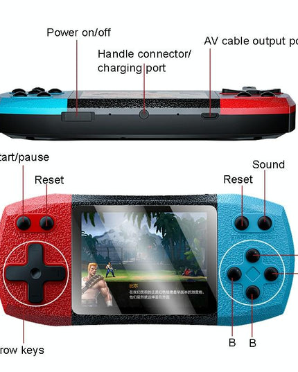 Large Screen Pocket Console - 620 Games - Single Player - 3 Inch Screen - Red / Yellow-1915198086586699777