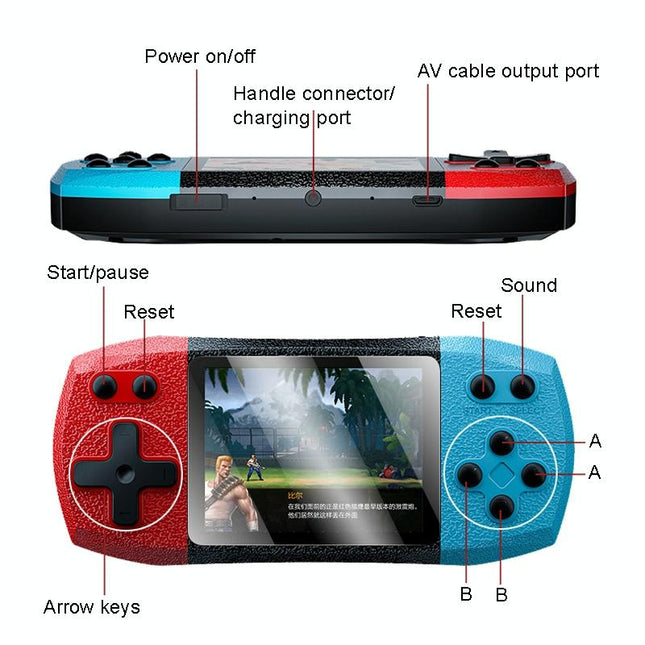 3 Horizontal Screen Pocket Console - 620 Games - Double Player - Red / Yellow-1915197607861424129