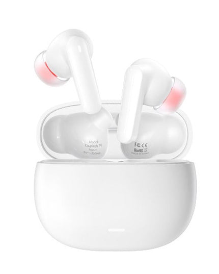 White Dual Noise Canceling Bluetooth Headphones With Anc & Enc Call-1915196853012533255