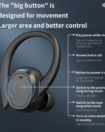Wireless Stereo Earphones With Charging Case - Black-1915196952421732356