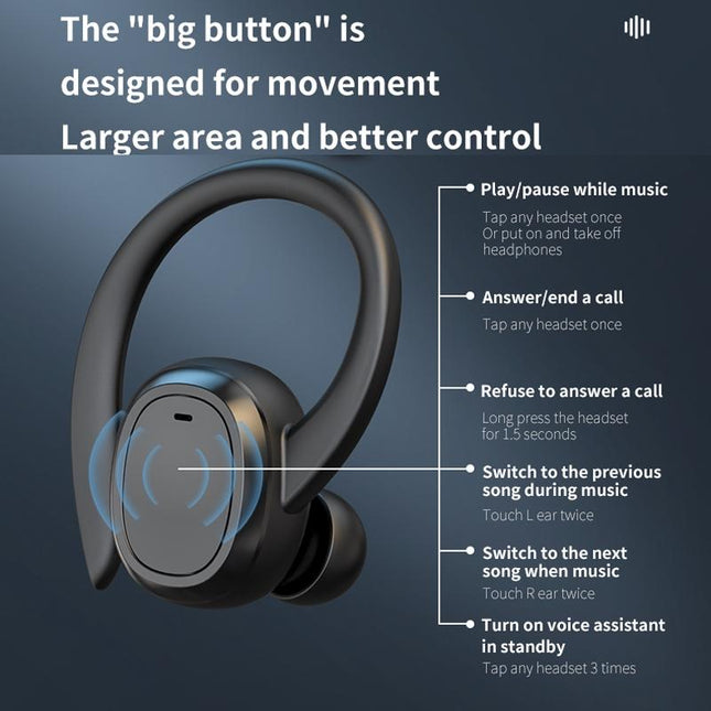Wireless Stereo Earphones With Charging Case - Black-1915196952421732356