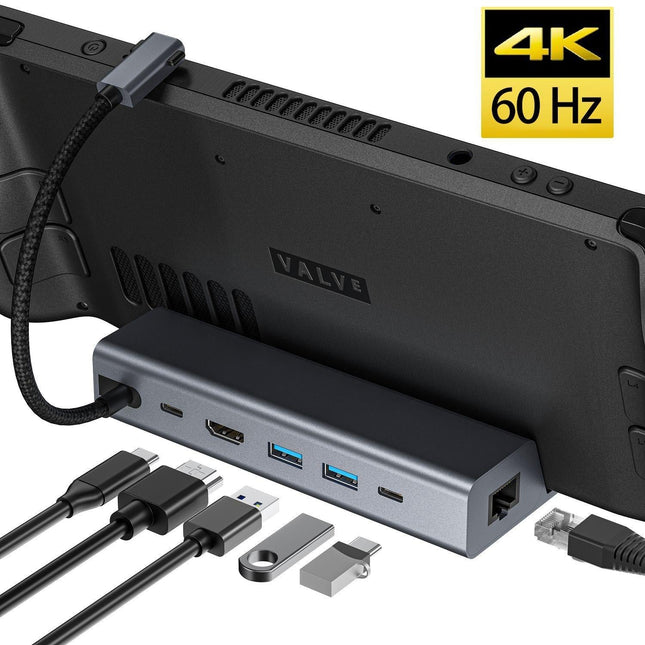 6-In-1 Docking Station For Steam Deck With Hdmi Rj45 Usb 3.0 Usb-C Pd 100W-1915197237491798023