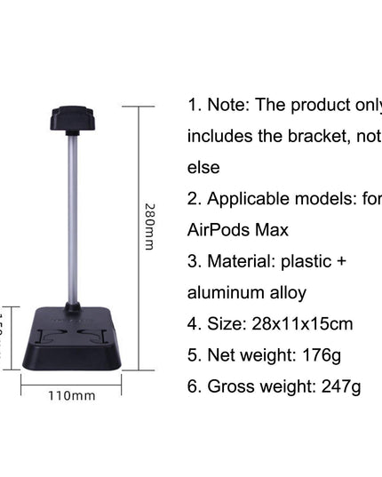 Max Hifylux Headphone Stand With Mobile Phone Holder And Storage Box - Black-1915196921895587849