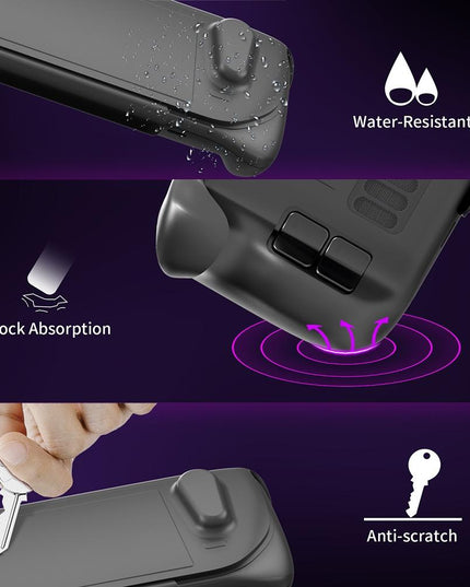 Steam Deck Protective Case & Cover Set With Bracket - Black-1915196946772004869