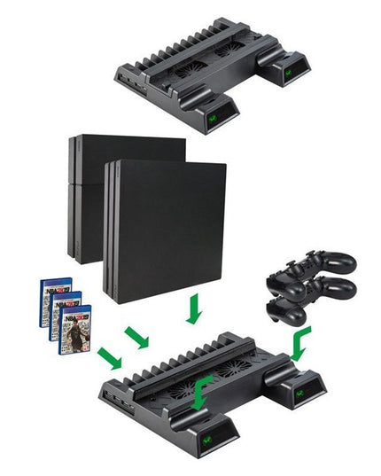 Vertical Cooling Stand With Dual Controller Charger For Ps4 - Black-1922443423512662017