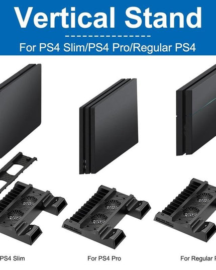 Vertical Cooling Stand With Dual Controller Charger For Ps4 - Black-1922443423512662019