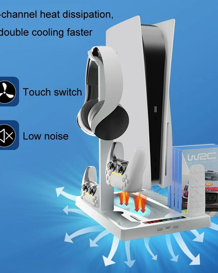 Ps5 Cooling Handle With Charging Base And Disc Storage Rack - White-1915197139391221763