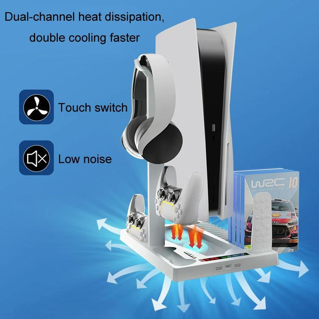 Ps5 Cooling Handle With Charging Base And Disc Storage Rack - White-1915197139391221763