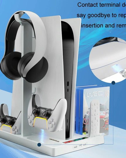Ps5 Cooling Handle With Charging Base And Disc Storage Rack - White-1915197139391221764